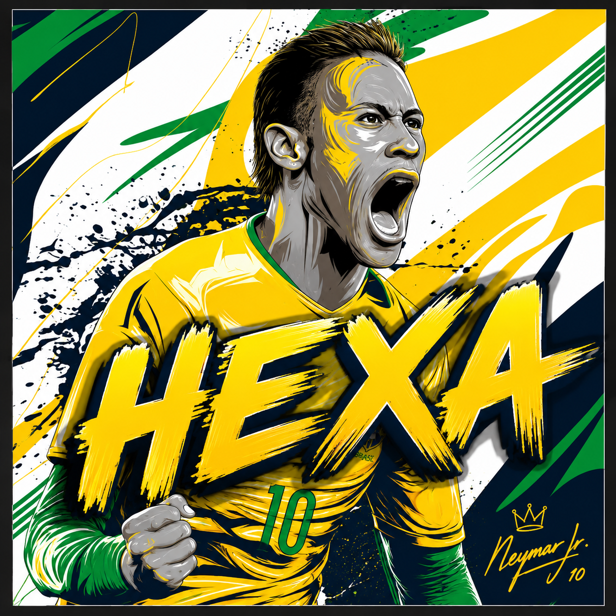 Brazil-inspired tribute illustration symbolizing the dream of the Hexa